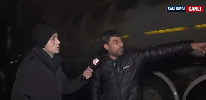 A Haber mikrofonlarına konuşan TIR sürücüsü Sait Duru, kaza anını anlattı (Ekran görüntüsü)