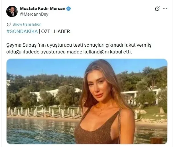 Şeyma Subaşı'nın ifadesinde uyuşturucu kullandığını itiraf etti (X)